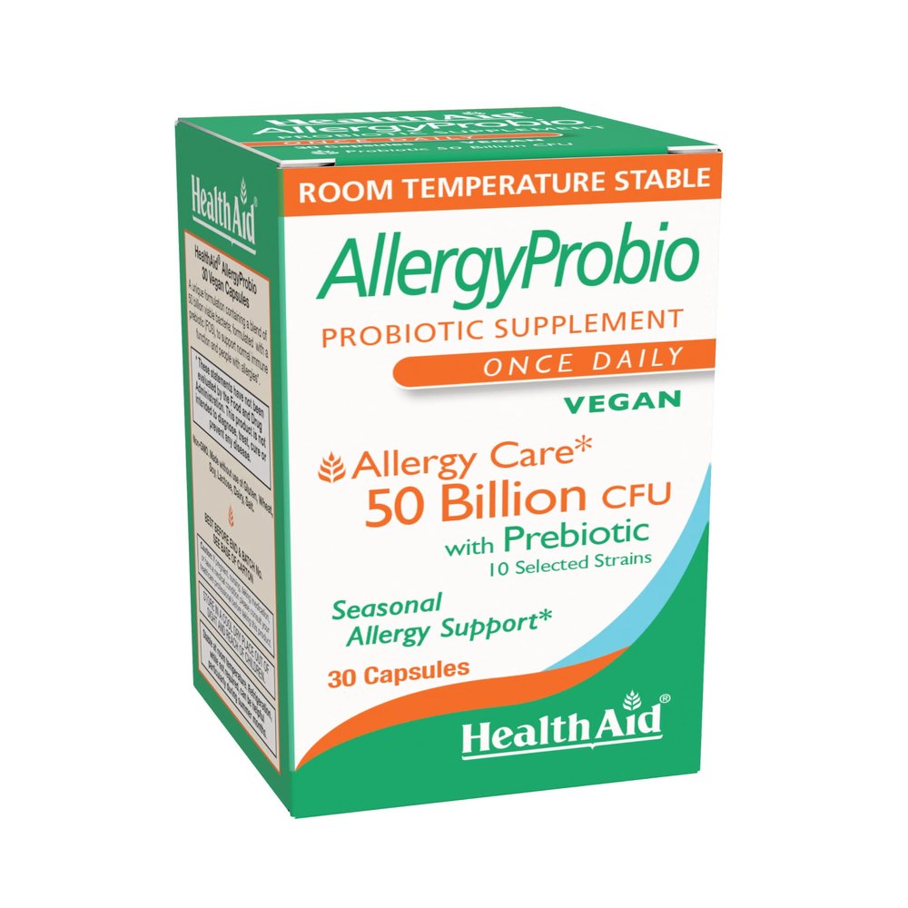HealthAid AllergyProbio Seasonal Immune Support Probiotic 50 Billion CFU, Multi-Strain + Prebiotic Supports Immune Function & Gut Health During Seasonal Changes Vegan, Once Daily 30 Capsules*