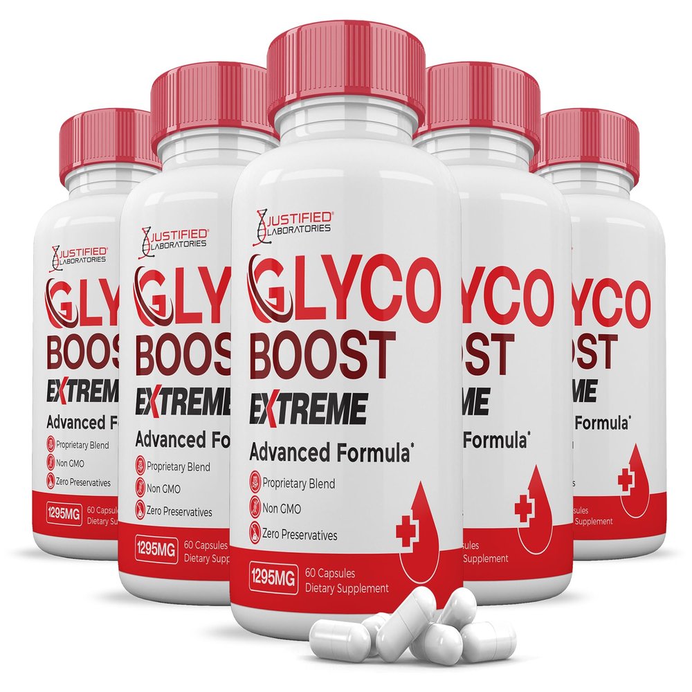 (5 Pack) Glyco Boost Pills Extreme 1295MG Glycogen Support Advanced Formula Glycoboost Gluco Support Formulated with Turmeric Berberine Resveratrol Garlic Bitter Melon Milk Thistle 300 Capsules