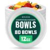 12 oz Heavy Duty Paper Bowls | 100% Compostable & Biodegradable | Natural Sugarcane Bagasse & Bamboo Pulp | Leak-Resistant & Sturdy | Microwave & Freezer Safe | PFAS-Free | 80-Pack | Palm Naki view 1