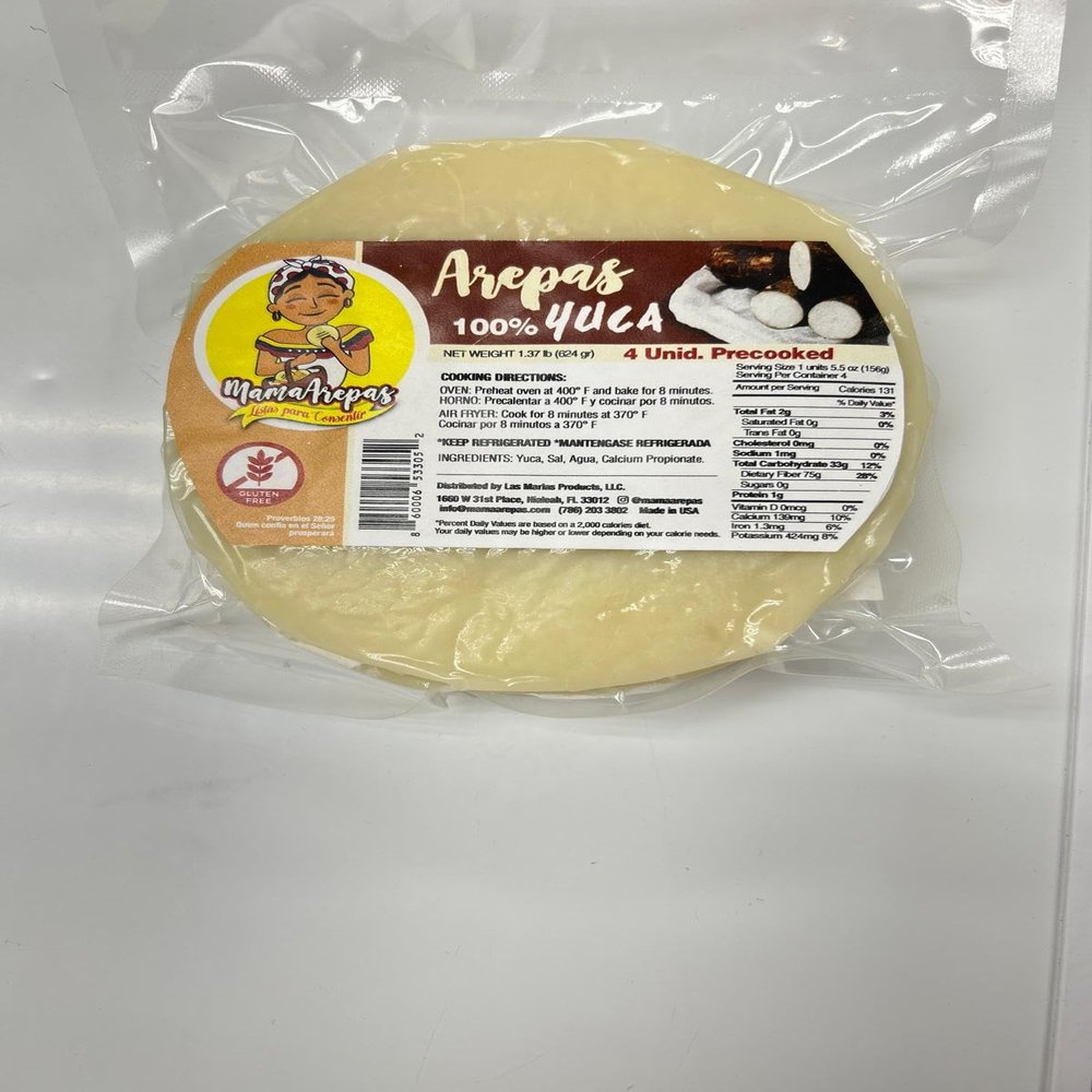 Mama Arepas Gluten-Free Arepas, Pre-Cooked, 4 Count (Cassava (Yuca)