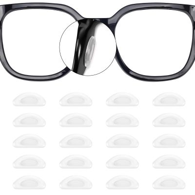 20 Pairs Eyeglass Nose Pads Stick On Silicone Anti-Slip for Glasses Sunglasses Thin Nose Pads Eyeglasses, Adhesive Nose Pad for Eyeglass, Anti Slip Eyeglass Nose Pads (Clear)
