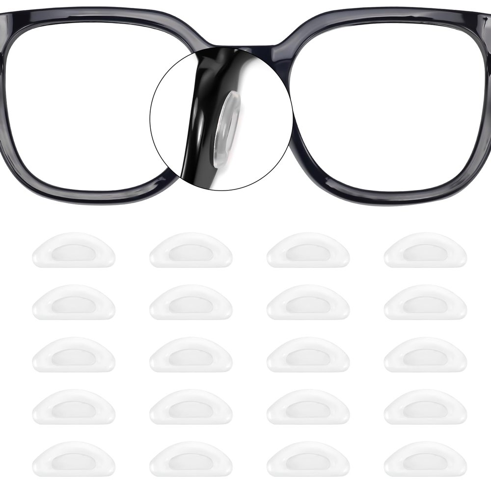 20 Pairs Eyeglass Nose Pads Stick On Silicone Anti-Slip for Glasses Sunglasses Thin Nose Pads Eyeglasses, Adhesive Nose Pad for Eyeglass, Anti Slip Eyeglass Nose Pads (Clear)