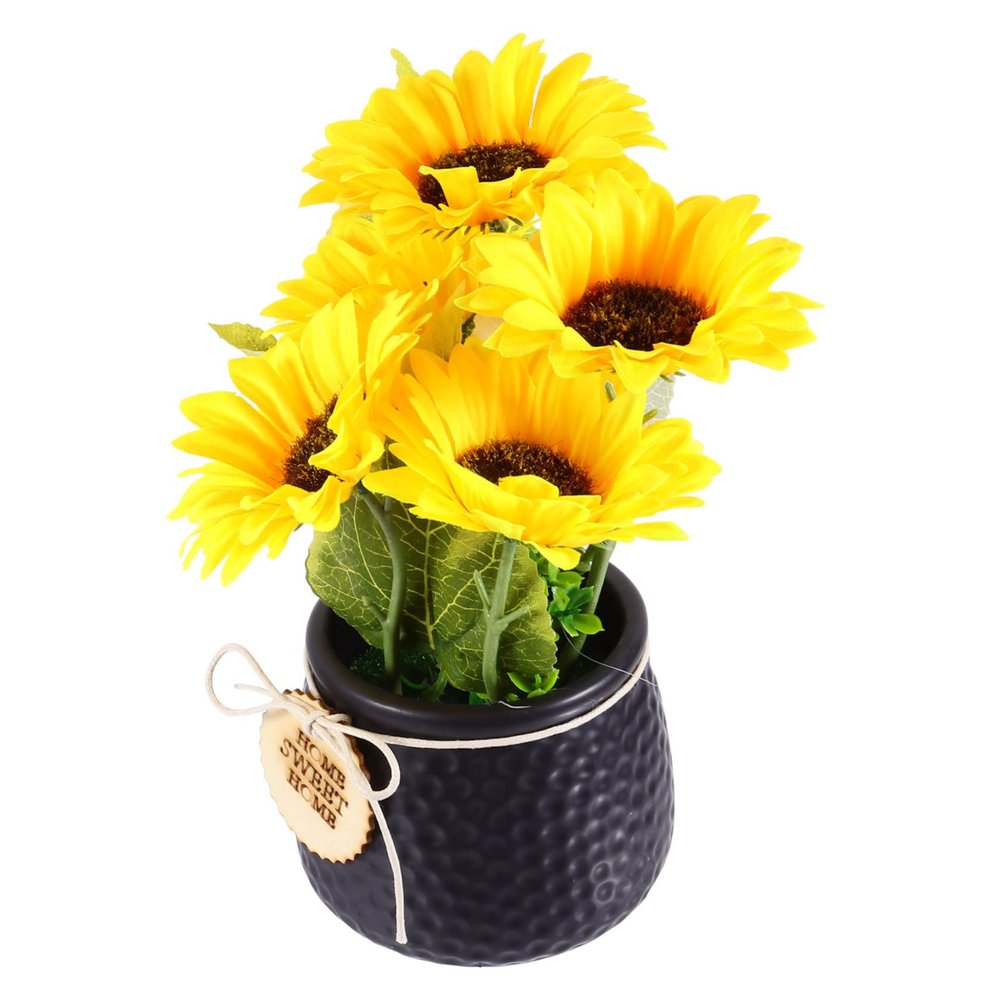 KESYOO Artificial Sunflower Bonsai with Ceramic Pot, American Style