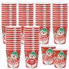 100 Disposable Christmas Paper Cups, Snowman-Themed 12 Oz Red Cups for Holiday Parties, Hot Drink Cups for Coffee, Tea, and Beverages view 1