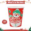 100 Disposable Christmas Paper Cups, Snowman-Themed 12 Oz Red Cups for Holiday Parties, Hot Drink Cups for Coffee, Tea, and Beverages view 3