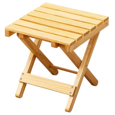 Nirelief Wood Stool, 10x10 Inch Square Wood Shower Bench, Hollow-Out Small Sauna Bench, Portable Folding Shower Stool for Bathroom, Patio, Backyard, Balcony, Pool, Porch Sauna Bathroom