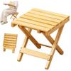 Nirelief Wood Stool, 10x10 Inch Square Wood Shower Bench, Hollow-Out Small Sauna Bench, Portable Folding Shower Stool for Bathroom, Patio, Backyard, Balcony, Pool, Porch Sauna Bathroom view 2