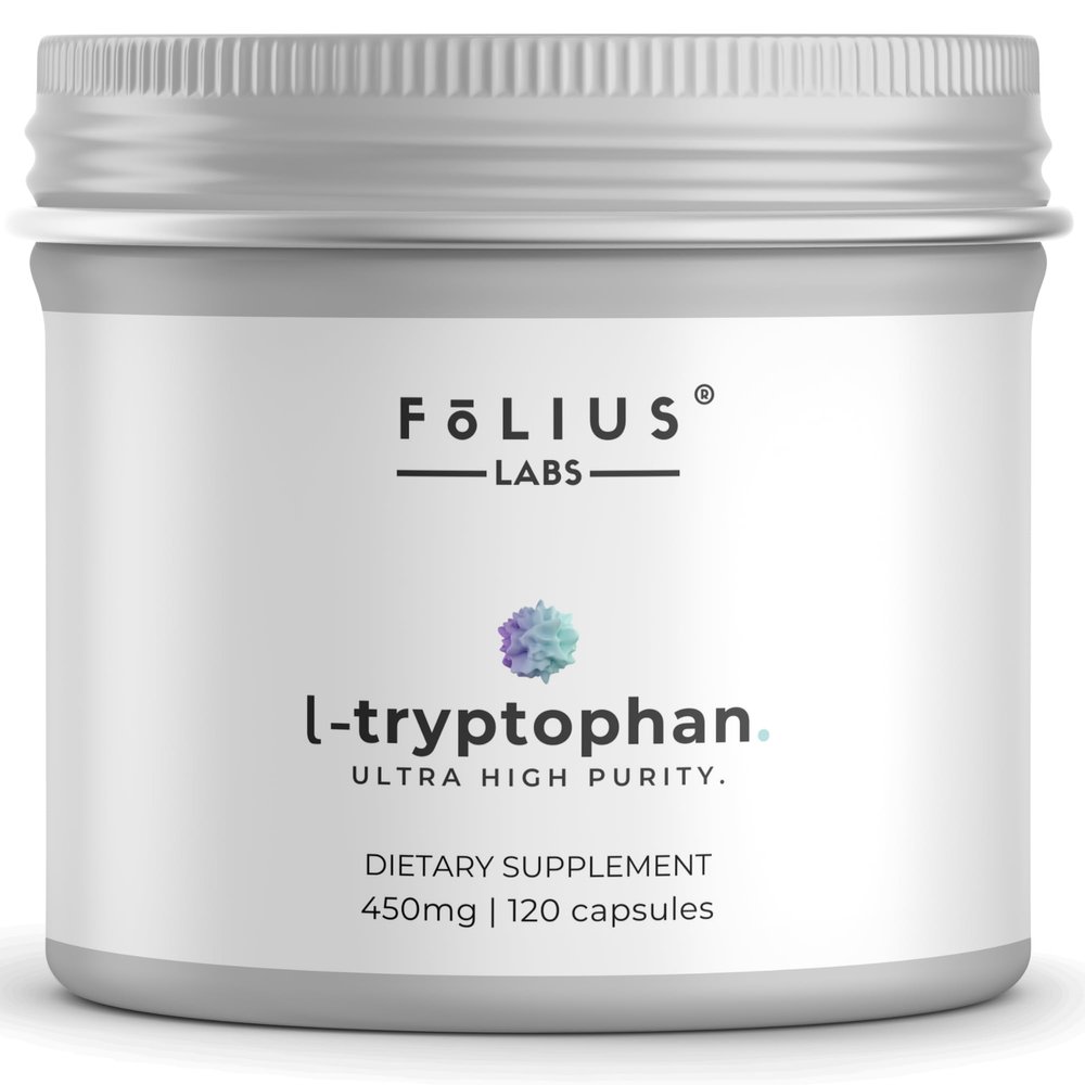 FOLIUS LABS Clean Label L Tryptophan Supplement 450mg Essential Amino Acid Supports Restful Sleep and Relaxation 120 Capsules