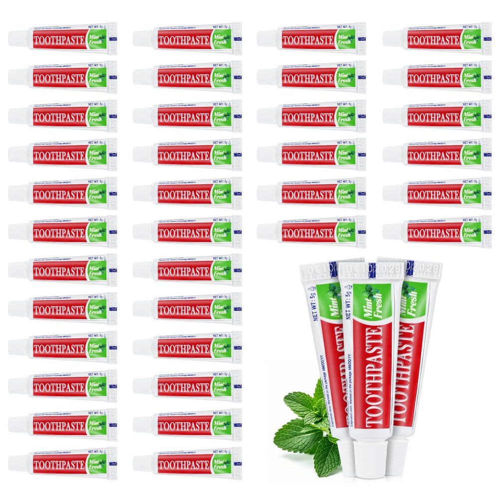 200 Tubes Travel Size Toothpaste in Bulk, Disposable Mini Mint Compact Small Pocket Size Essential Toothpaste for Vacation Hotel Shelter Homeless Nursing Home Charity Camping Single Use 0.17 oz/ 5g