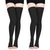 Wegitcs 2Pair 20-30mmHg Compression Stockings for Women, Open-Toe Thigh High Compression Socks, Medical Compression Stockings for Varicose Veins, Swelling, Teacher, DoctorBlack4XL view 1