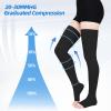 Wegitcs 2Pair 20-30mmHg Compression Stockings for Women, Open-Toe Thigh High Compression Socks, Medical Compression Stockings for Varicose Veins, Swelling, Teacher, DoctorBlack4XL view 2