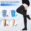 Wegitcs 2Pair 20-30mmHg Compression Stockings for Women, Open-Toe Thigh High Compression Socks, Medical Compression Stockings for Varicose Veins, Swelling, Teacher, DoctorBlack4XL view 3