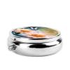 Flying Dragonflies Lily Flower Pill Box 3 Compartment Round Portable Pill Case for Pocket or Purse Small Weekly Medicine Planner Travel Pillbox with Mirror Decorative Metal Vitamin Holder Gifts view 4