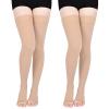 Wegitcs 2Pair 20-30mmHg Compression Stockings for Women, Open-Toe Thigh High Compression Socks, Medical Compression Stockings for Varicose Veins, Swelling, Teacher, DoctorBeigeXL view 1