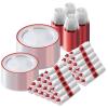 Goodluck 700 Piece Red Plastic Dinnerware Set for Party, Clear Disposable Plates for 100 Guests, Include: 100 Dinner Plates, 100 Dessert Plates, 100 Pre Rolled Napkins with Cutlery Set, 100 Cups view 1