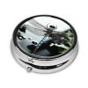 Dragonfly Pill Box 3 Compartment Round Portable Pill Case for Pocket or Purse Small Weekly Medicine Planner Travel Pillbox with Mirror Decorative Metal Vitamin Holder Gifts view 3