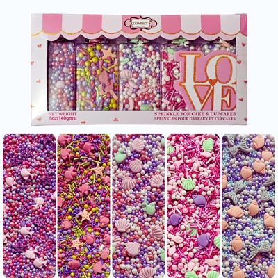 Confect Under the Sea Sprinkle Mix Set Sea Shell, Star Fish, Mermaid & Sea fishes Edible Decorations in Ocean-Inspired Colors - 5 Assorted Pastel Sprinkle Blends for Cake, Cupcake & Cookie Decorating -Vegan, Gluten-Free, Nut-Free, Soy-Free, Dairy-F