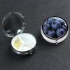 Blueberry Pill Box 3 Compartment Round Portable Pill Case for Pocket or Purse Small Weekly Medicine Planner Travel Pillbox with Mirror Decorative Metal Vitamin Holder Gifts view 1