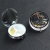Palm Tree Pill Box 3 Compartment Round Portable Pill Case for Pocket or Purse Small Weekly Medicine Planner Travel Pillbox with Mirror Decorative Metal Vitamin Holder Gifts view 1