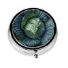 Bright Cabbage Pill Box 3 Compartment Round Portable Pill Case for Pocket or Purse Small Weekly Medicine Planner Travel Pillbox with Mirror Decorative Metal Vitamin Holder Gifts view 2