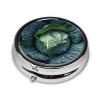Bright Cabbage Pill Box 3 Compartment Round Portable Pill Case for Pocket or Purse Small Weekly Medicine Planner Travel Pillbox with Mirror Decorative Metal Vitamin Holder Gifts view 3