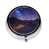 Night in The Desert Pill Box 3 Compartment Round Portable Pill Case for Pocket or Purse Small Weekly Medicine Planner Travel Pillbox with Mirror Decorative Metal Vitamin Holder Gifts view 2