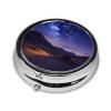 Night in The Desert Pill Box 3 Compartment Round Portable Pill Case for Pocket or Purse Small Weekly Medicine Planner Travel Pillbox with Mirror Decorative Metal Vitamin Holder Gifts view 3