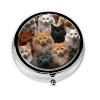 Cat Collection Pill Box 3 Compartment Round Portable Pill Case for Pocket or Purse Small Weekly Medicine Planner Travel Pillbox with Mirror Decorative Metal Vitamin Holder Gifts view 2