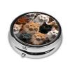 Cat Collection Pill Box 3 Compartment Round Portable Pill Case for Pocket or Purse Small Weekly Medicine Planner Travel Pillbox with Mirror Decorative Metal Vitamin Holder Gifts view 3
