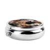 Cat Collection Pill Box 3 Compartment Round Portable Pill Case for Pocket or Purse Small Weekly Medicine Planner Travel Pillbox with Mirror Decorative Metal Vitamin Holder Gifts view 4
