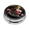 Classic Car Pill Box 3 Compartment Round Portable Pill Case for Pocket or Purse Small Weekly Medicine Planner Travel Pillbox with Mirror Decorative Metal Vitamin Holder Gifts view 3