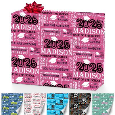 Personalized 2025 Graduation Wrapping Paper for Graduates Personalized Graduation Wrapping Paper Rolls With Name for Ceremony Party Grade Class Celebrations Graduation Supplies Decorations