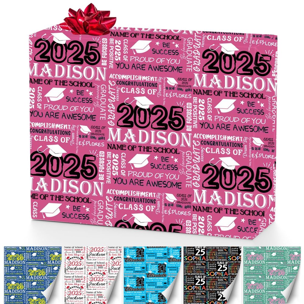 Personalized 2025 Graduation Wrapping Paper for Graduates Personalized Graduation Wrapping Paper Rolls With Name for Ceremony Party Grade Class Celebrations Graduation Supplies Decorations