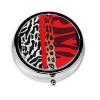 Pill Box 3 Compartment Small Pill Case for Purse & Pocket Red Leopard and Zebra Animal Round Pill Box Cute Vitamins Fish Oil Supplements Storage Box Portable Pill Containe Travel Gift view 1