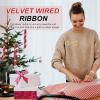 PATIKIL 2.5 Inch x 10 Yards Velvet Wired Ribbon, Velvety Gold Crushed Ribbons Double Faced Gift Wrapping Binding for Crafts Bow Wreaths Chrismas Tree Decorations, Wine Red view 4