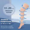 2 Pairs Compression Stockings for Women & Men, Thigh High Length 15-20mmHg Graduated Compression Socks for Nursing Sports Varicose Veins, Dot Top, Footless, Beige,3XL view 3
