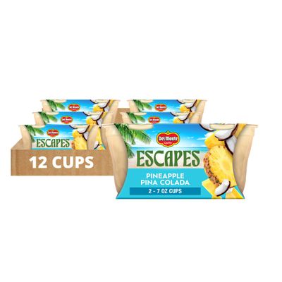 Del Monte Escapes Pineapple Pina Colada, 7 oz Cups, Pack of 6 (12 Cups)
