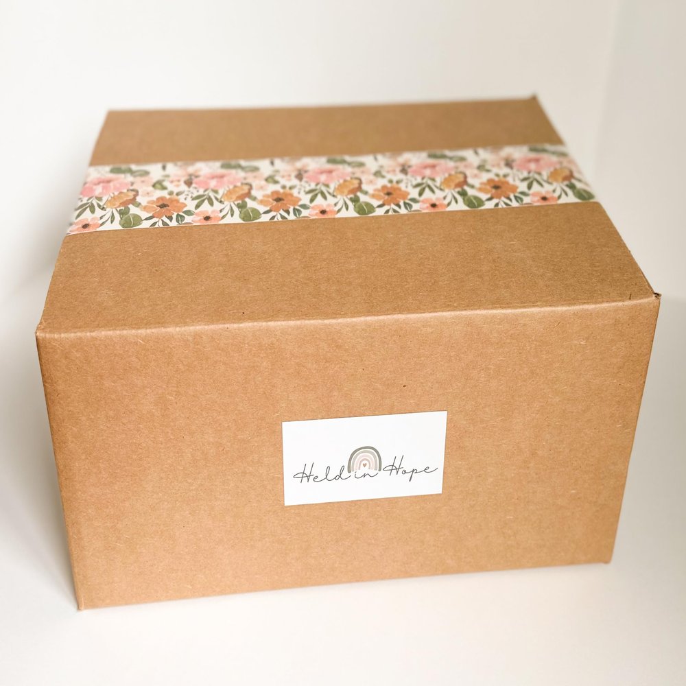 Held in Hope Miscarriage Kit-Kit with Supplies, Educational Materials, and Care Items for Women Experiencing First Trimester Pregnancy Loss (Dark Skin Tone)