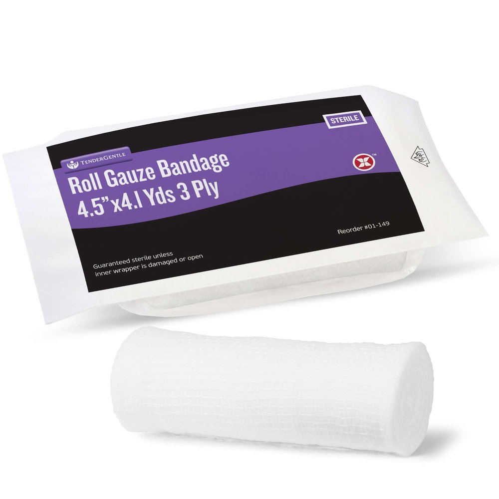 4.5" Sterile Gauze Rolls - 1 Gauze Bandage for Covering and Cushioning Wounds - 4.5" x 4.1 Yards Long - 3 Ply Medical Roll - Good for Primary and Secondary Dressings