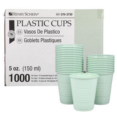 Henry Schein 5 Oz Plastic Disposable Dental Cups, Green, Durable, 1000 Ct