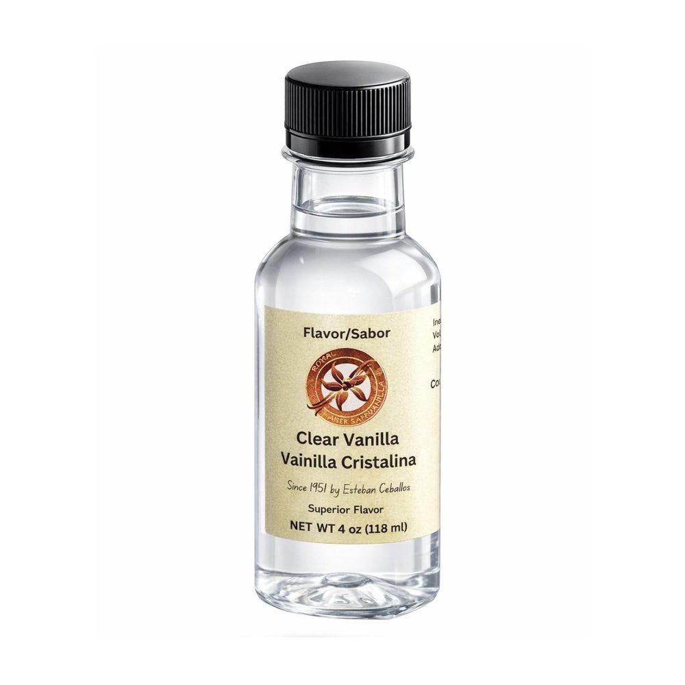 Royal Artisan Vanilla Clear Vanilla Extract for Baking 4 oz / 118 ml, Pure Vanilla Essence, Vainilla Cristalina Premium Flavoring for Cakes, Coffee, Ice Cream, Beverages (4, 4, Fl Oz)