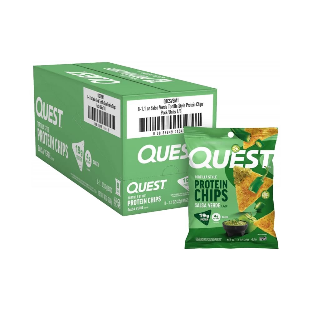 Tortilla Style Protein Chips - 19g Protein - Salsa Verde (8 Bags)