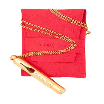 Buddha Vita Breathing Necklace for Anxiety & Stress Relief, Meditation, Breathwork, Inner Calm, Focus & Mindfulness (18k Gold PVD) 528Hz Sound Healing Whistle + Self Care Journal eBook