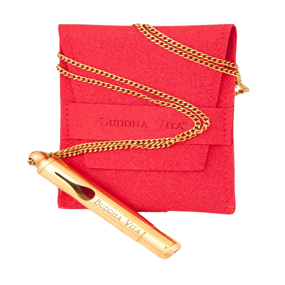 Buddha Vita Breathing Necklace for Anxiety & Stress Relief, Meditation, Breathwork, Inner Calm, Focus & Mindfulness (18k Gold PVD) 528Hz Sound Healing Whistle + Self Care Journal eBook