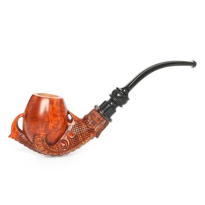 HEYSONG Dragon Egg Design Briars Handmade Pipe with Black Cumberland Stem Fit 3mm Filters HSH70203 (Light Color)