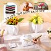 Windyun 50 Pcs Mini Paper Gift Bags with Handle 6 x 6 x 6'' Square Small Favor Bag with DIY Thank You Tag for Christmas Birthday Wedding Bridal Shower Bridesmaid Graduation Party (White) view 3