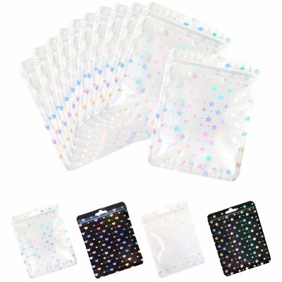 100 pack Holographic Candy Bags Resealable Clear Packaging Zipper Bag 4 x 6"Jewelry Sample Food Treat Party Favor Small Bussiness Bags