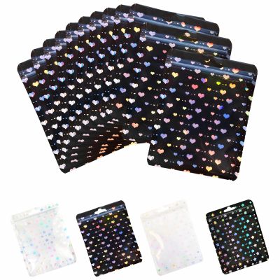 100 pack Holographic Candy Bags Resealable Clear Packaging Zipper Bag 4 x 6"Jewelry Sample Food Treat Party Favor Small Bussiness Bags