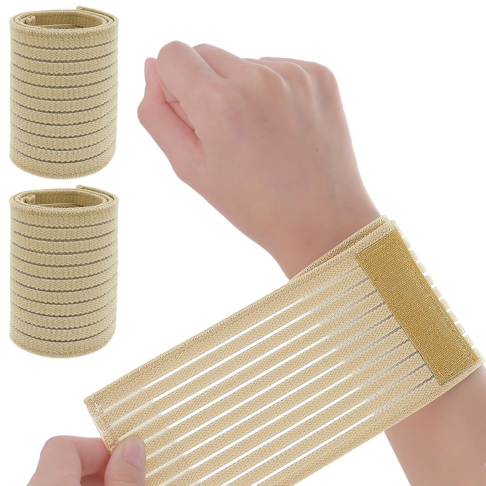 Heclia 2 Pack Wrist Brace Support for Carpal Tunnel Breathable Self-Adhesive Compression Wrist Wrap Hand Splint for Men Women Weightlifting Tennis Basketball Typing Gaming Arthritis Relief