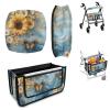 Luarisgur Marble Walkers for Seniors Accessories Seat Covers Walker Basket 3 Pieces Sunflower Butterfly Rollator Walker Seat and Backrest Covers Walkers Basket Best Gift for Family view 1